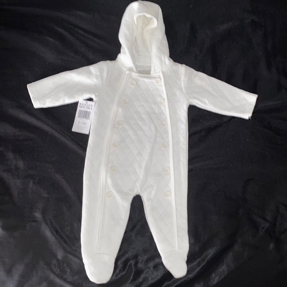 Badgley Mischka White Quilted Kids One Piece